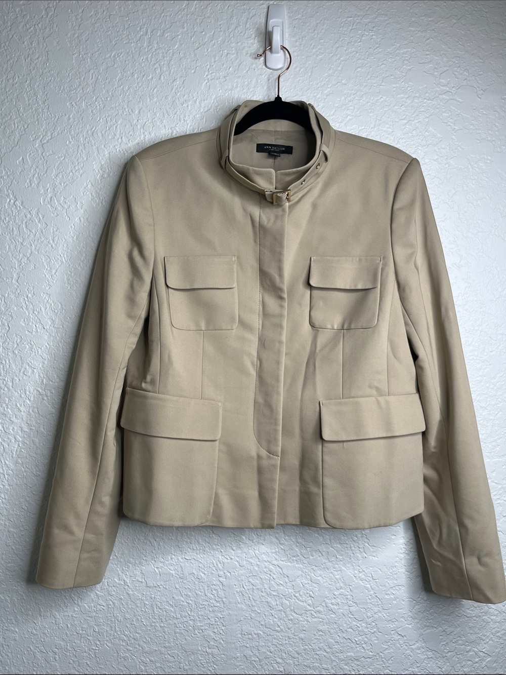 Ann Taylor Belted Neck Utility Jacket Sz 12